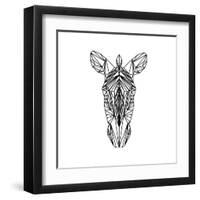 Zebra on White-Lisa Kroll-Framed Art Print