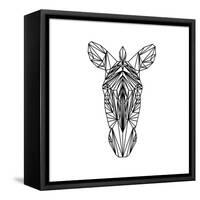 Zebra on White-Lisa Kroll-Framed Stretched Canvas