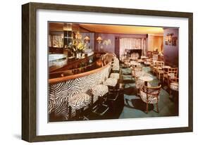 Zebra Print Motif in Cocktail Lounge-null-Framed Art Print