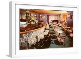 Zebra Print Motif in Cocktail Lounge-null-Framed Art Print