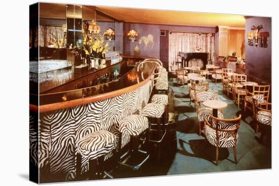 Zebra Print Motif in Cocktail Lounge-null-Stretched Canvas