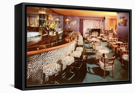 Zebra Print Motif in Cocktail Lounge-null-Framed Stretched Canvas