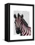 Zebra, Red Love Hearts-Fab Funky-Framed Stretched Canvas