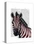 Zebra, Red Love Hearts-Fab Funky-Stretched Canvas