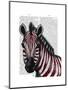 Zebra, Red Love Hearts-Fab Funky-Mounted Art Print