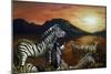 Zebra Sunset-Cherie Roe Dirksen-Mounted Giclee Print