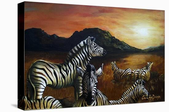 Zebra Sunset-Cherie Roe Dirksen-Stretched Canvas