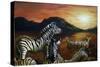 Zebra Sunset-Cherie Roe Dirksen-Stretched Canvas
