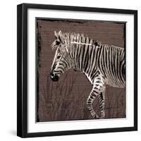 Zebra Walk Brown-OnRei-Framed Art Print