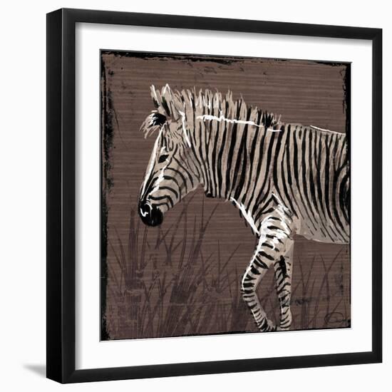 Zebra Walk Brown-OnRei-Framed Art Print