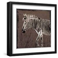 Zebra Walk Brown-OnRei-Framed Art Print