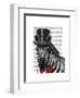 Zebra with Top Hat and Bow Tie 1, Sideways-Fab Funky-Framed Art Print