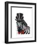 Zebra with Top Hat and Bow Tie 1, Sideways-Fab Funky-Framed Art Print