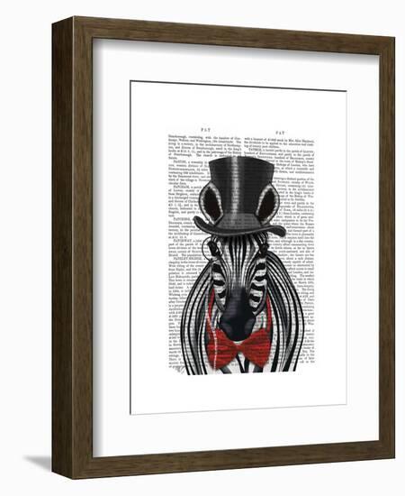 Zebra with Top Hat and Bow Tie 2, Forwards-Fab Funky-Framed Art Print