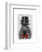 Zebra with Top Hat and Bow Tie 2, Forwards-Fab Funky-Framed Art Print