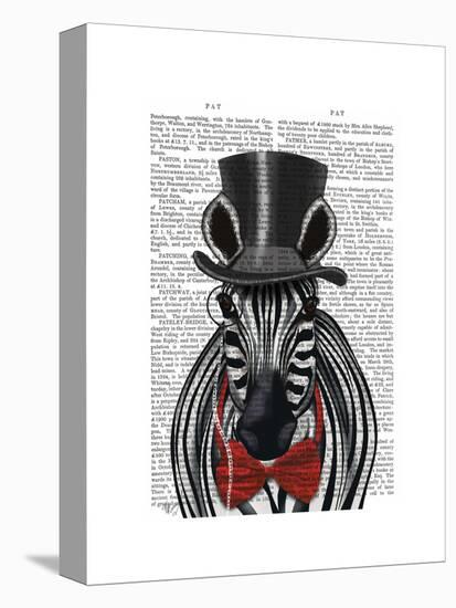 Zebra with Top Hat and Bow Tie 2, Forwards-Fab Funky-Stretched Canvas