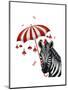 Zebra with Umbrella 1, Sideways-Fab Funky-Mounted Art Print