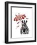 Zebra with Umbrella 2, Forward-Fab Funky-Framed Art Print