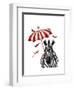 Zebra with Umbrella 2, Forward-Fab Funky-Framed Art Print