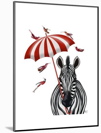 Zebra with Umbrella 2, Forward-Fab Funky-Mounted Art Print