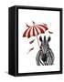 Zebra with Umbrella 2, Forward-Fab Funky-Framed Stretched Canvas