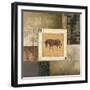 Zebra Woodcut-Michael Marcon-Framed Art Print