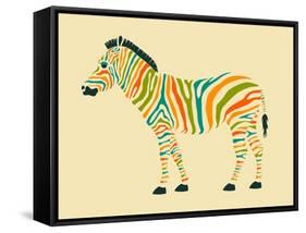 Zebra-Jazzberry Blue-Framed Stretched Canvas