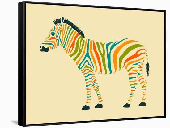 Zebra-Jazzberry Blue-Framed Stretched Canvas