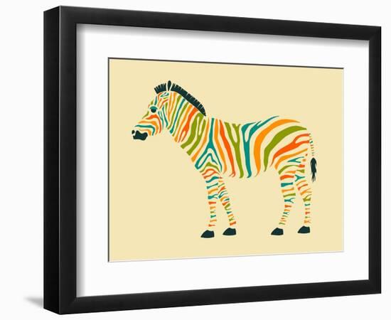 Zebra-Jazzberry Blue-Framed Art Print