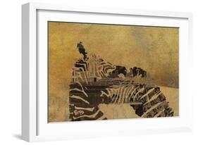 Zebras on Ochre-Whoartnow-Framed Giclee Print