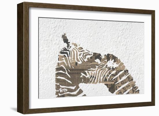 Zebras on White-Whoartnow-Framed Giclee Print