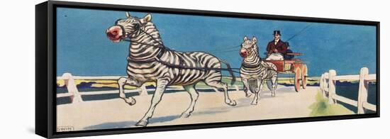 Zebras Pulling a Cart-John Edwin Noble-Framed Stretched Canvas