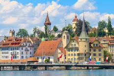 Lucerne City View with River Reuss and Jesuit Church, Switzerland-Zechal-Photographic Print
