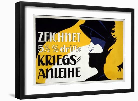 Zeichnet 5 1/2% Dritte Kriegs-Anleihe, Pub. 1917-Heinrich Lefler-Framed Giclee Print