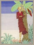 Surrounded by Exotic Vegetation She Stands Primly with Her Parasol-Zeilinger-Art Print