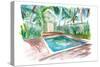 Zen And Serenity Pool In Key West FL-M. Bleichner-Stretched Canvas