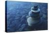 Zen Balance Rocks Pebbles Covered Water Concept-null-Stretched Canvas