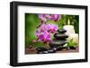 Zen Basalt Stones and Bamboo on the Wood-scorpp-Framed Photographic Print