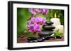 Zen Basalt Stones and Bamboo on the Wood-scorpp-Framed Photographic Print