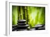 Zen Basalt Stones and Bamboo-scorpp-Framed Premium Photographic Print