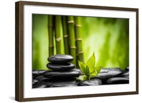 Zen Basalt Stones and Bamboo-scorpp-Framed Photographic Print