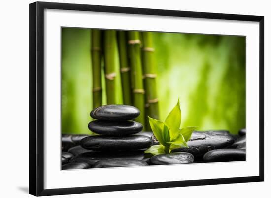 Zen Basalt Stones and Bamboo-scorpp-Framed Photographic Print