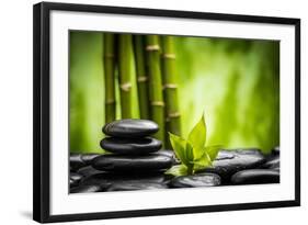 Zen Basalt Stones and Bamboo-scorpp-Framed Photographic Print