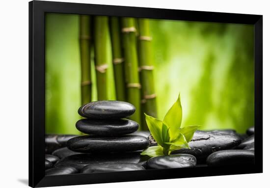 Zen Basalt Stones and Bamboo-scorpp-Framed Photographic Print