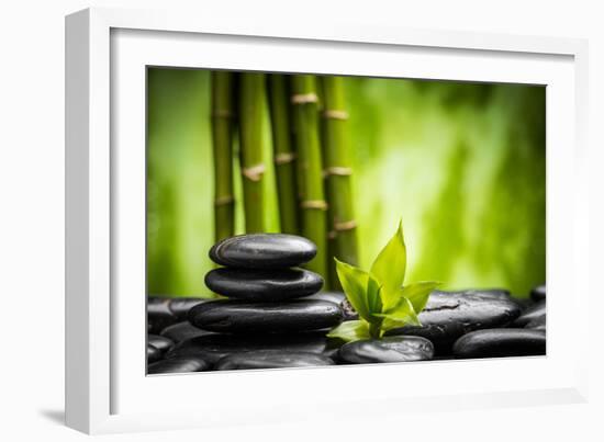 Zen Basalt Stones and Bamboo-scorpp-Framed Photographic Print