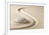 Zen Meditation Stone in Sand. Concept for Purity Harmony and Spirituality. Spa Wellness and Yoga Ba-kikkerdirk-Framed Photographic Print
