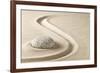 Zen Meditation Stone in Sand. Concept for Purity Harmony and Spirituality. Spa Wellness and Yoga Ba-kikkerdirk-Framed Photographic Print