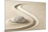 Zen Meditation Stone in Sand. Concept for Purity Harmony and Spirituality. Spa Wellness and Yoga Ba-kikkerdirk-Mounted Photographic Print