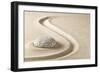 Zen Meditation Stone in Sand. Concept for Purity Harmony and Spirituality. Spa Wellness and Yoga Ba-kikkerdirk-Framed Photographic Print