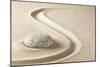 Zen Meditation Stone in Sand. Concept for Purity Harmony and Spirituality. Spa Wellness and Yoga Ba-kikkerdirk-Mounted Photographic Print